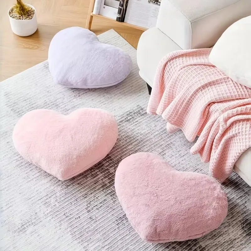 1PC 30×40cm Soft Pink Heart Pillow Cute Decorative Cushion for Valentines Day Birthday Gift Indoor Office Sofa Bed Waist Support