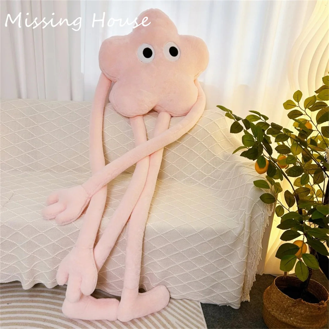 Funny Eyes Pink Star Flower Long Leg Arms Soft Pillow Cushion Cartoon Home Sofa Car Bedroom Cartoon Gift